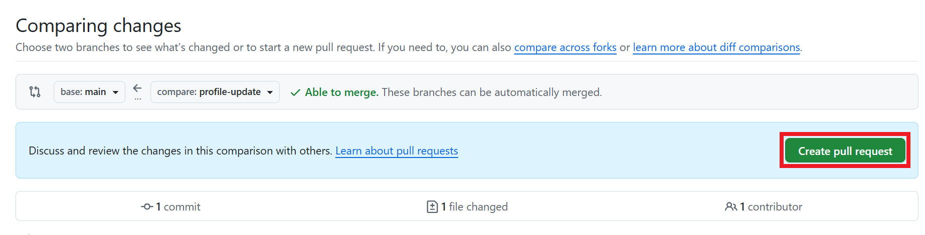 GitHub Pull requests - Create pull request