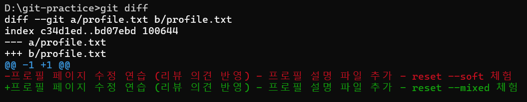git diff 실행 결과